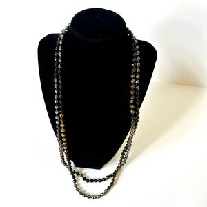 CHAN LUU Natural Stones Odyssey Necklace with Tiger Eye & Gunmetal